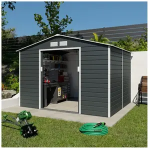 Trigano - Abri de jardin métal anthracite 6,5 m² + kit d'ancrage pas cher