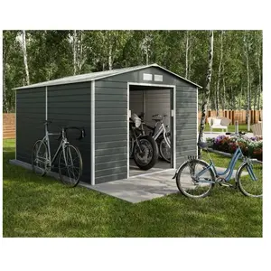 trigano Abri de jardin métal gris 8,25 m2 + kit d'ancrage pas cher