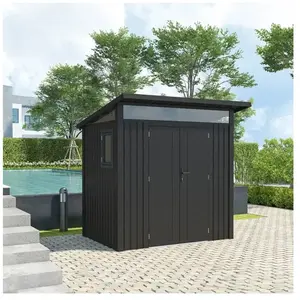 trigano Abri de jardin moderne 3m2 Gris Anthracite monopente en acier galvanisé pas cher