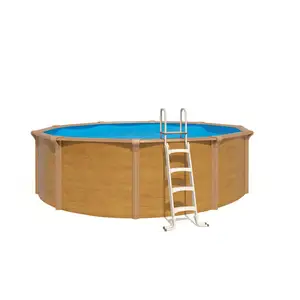 trigano Piscine hors sol acier ronde Ø 455 x 132 m aspect bois OSMOSE pas cher