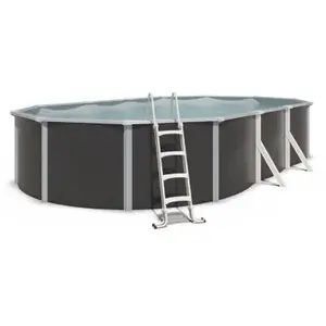 trigano Piscine hors sol acier ovale 7,60 x 4,55 x 1,32 m anthracite varuna pas cher