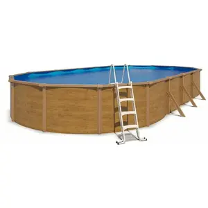 trigano Piscine hors sol acier ovale 10,05 x 5,50 x 1,20 m aspect bois CANYON pas cher
