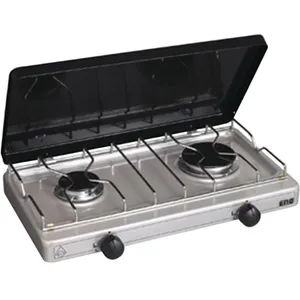 ENO - Réchaud 2 feux Gaz butane et propane, Silver, avec couvercle pas cher