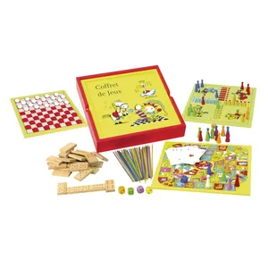 Comparateur de prix : Jeujura - 11861- Jeux de Société-Coffret Bois 100 Jeux Acidule