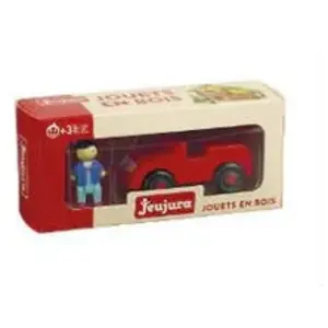 JEUJURA Voiture rouge avec un personnage - Jouet en bois - 8083 - modèle aléatoire pas cher