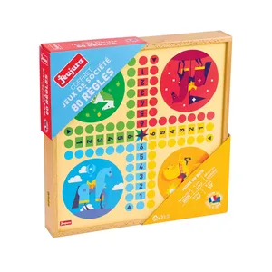 Comparateur de prix : JEUJURA - 8120 - COFFRET DE JEU CLASSIQUE - 80 RÃ?GLES - PIONS BOIS TU