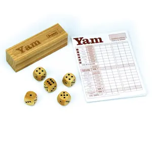 JEUJURA - Jeu de Yam - Coffret en bois - 5 dés en hêtre - Bloc de points pas cher