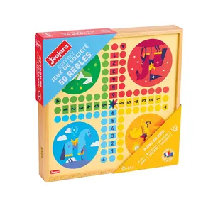 Comparateur de prix : JEUJURA Coffret en bois de Jeux classiques - 50 regles - Pions bois