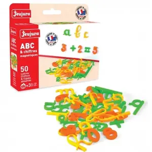 Comparateur de prix : JEUJURA Coffret 50 Lettres magnétiques Cursives, Chiffres Et Signes pour tableau
