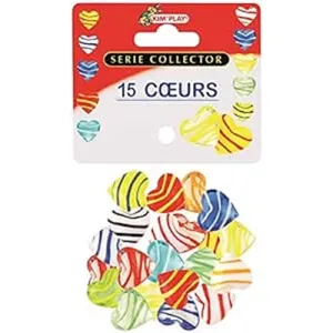 Filet de 15 billes galets coeurs - série collector - décoration, jeux, loisirs créatifs - KIMPLAY- Billes - Jeux de récré