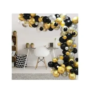 EURO MEGA Guirlande Ballon Noir Blanc Or 100pcs Arche Kit Guirlande Ballons pour Fête Mariage Noël Nouvel An Halloween Aniverssaire pas cher