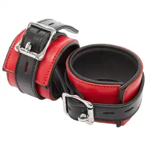 Dorcel Menottes chevilles rouges et noires en cuir véritable pas cher
