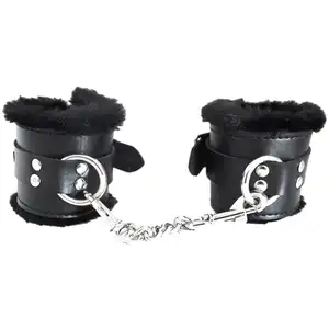 Menottes poignets fourrure noir pas cher