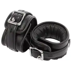 Menottes chevilles noires en cuir véritable avec rembourrageVendu pardorcel-store