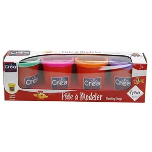CREA & CIE 4 Pots De Pate A Modeler - Couleurs Vives pas cher