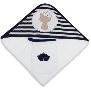 Sortie de bain + gant Marin BLEU Les ChatounetsVendu paraubert