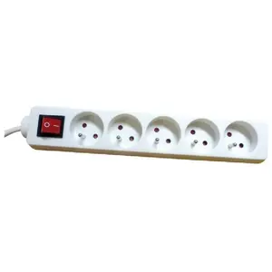 Bloc 5x2P avec interrupteur 3G1 - 1.5 m ELECTRALINE - Blanc