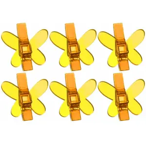 RueDeLaFete Sachet de 6 Papillons plastique sur pince, translucide Jaune pas cher