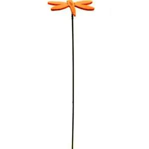 RueDeLaFete Lot de 6 papillons/libellules feutrine sur tige, déco de table, orange pas cher