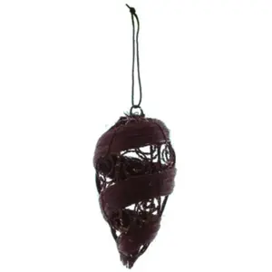 RueDeLaFete Suspension Goutte en sisal et volutes métal pailletées 11cm, Chocolat pas cher