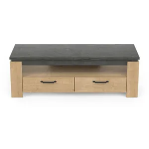 DEMEYERE Maisonetstyles Meuble Tv 2 Tiroirs 140x42x47 Cm Décor Chêne Et Gris - Cecey