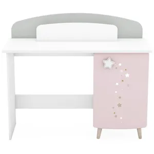 BUT Bureau 1 porte et 1 niche ETOILES 2 Gris, rose et blanc pas cher