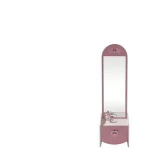 Coiffeuse enfant blanche et rose - CHARLOTTE - 1 tiroir - avec miroir pas cher