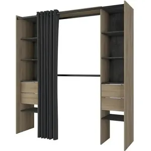 DEMEYERE Dressing DANA imitation Chêne et noir extensible de 115 à 190 cmVendu parconforama
