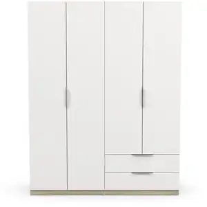 DEMEYERE Armoire 4 portes - GHOST - Blanc et Chêne - 157,3 x 51,1 x 203 cm - pas cher