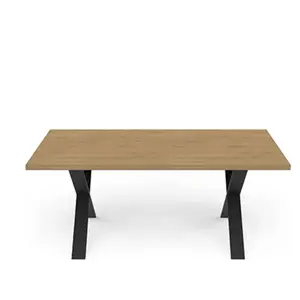 Table - CRAFT - Rectangulaire - Décor mélamine chêne hamilton - Pied en X noir - 6 places - 180 x 90 cm - DEMEYEREVendu paramazon