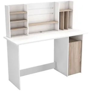 Comparateur de prix : DEMEYERE Bureau 1 portes avec rangements décor chêne brossé et blanc mat