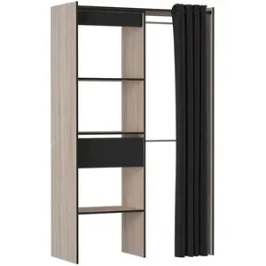 BUT Armoire dressing extensible MOKA imitation chêne et noir pas cher