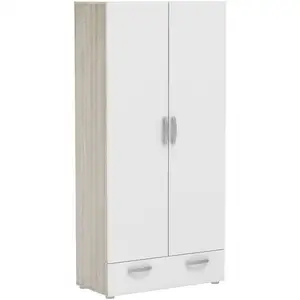 Armoire 2 portes 1 tiroir NANO coloris chêne shannon/blancVendu parconforama