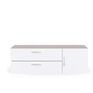 Caisson 1 porte 2 tiroirs NANO coloris chêne et blanc pas cher