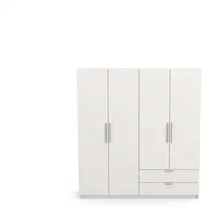 Armoire 4 portes 2 tiroirs GLORY coloris blanc pas cher