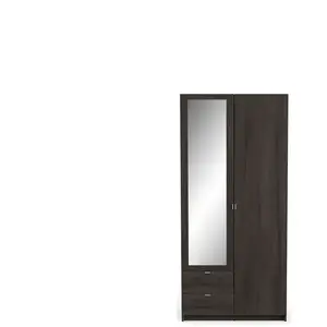 Armoire 2 portes 2 tiroirs MELLIE coloris chêne waterford pas cher