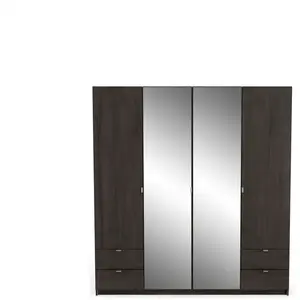 Armoire 4 portes 4 tiroirs MELLIE coloris chêne waterford pas cher