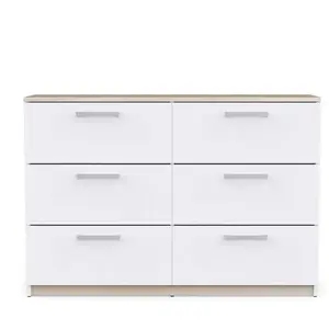 Commode 6 tiroirs WATSON coloris blanc/chêne pas cher