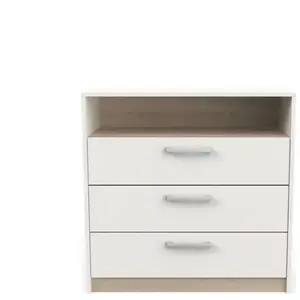 Commode 1 niche 3 tiroirs WATSON coloris chêne kronberg/blanc pas cher
