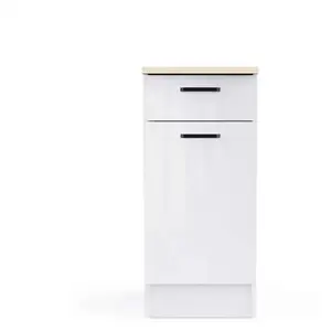 Meuble bas de cuisine 40 cm 1 porte 1 tiroir BIANCO pas cher