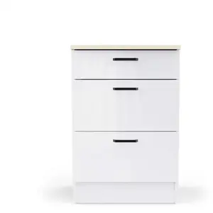 Meuble bas 60 cm 3 tiroirs BIANCO pas cher