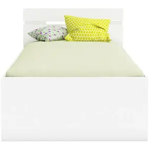 Lit - Michigan - 90x200cm - Blanc perle - 2 tiroirs et 1 niche pas cher