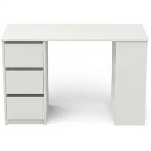 Bureau 3 tiroirs KYLIAN coloris blanc pas cher