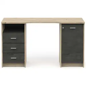 Bureau 132 cm MAO coloris Chêne royal/noir pas cher