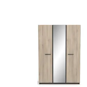 Armoire 3 portes + 1 miroir WATSON coloris chêne kronberg/waterford pas cher