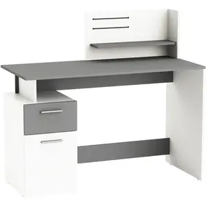 DEMEYERE Bureau droit 1 porte 1 tiroir L121cm GASTON blanc/gris Taille unique pas cher
