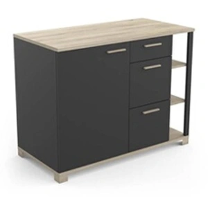 DEMEYERE Meuble bas de cuisine 1 porte 3 tiroirs Atelier - Noir