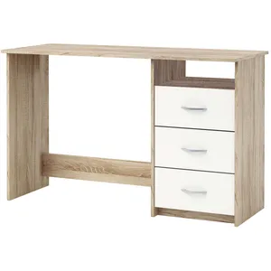 Bureau Aristote - 123 x 50,1 x 76,5 cm - Chêne brossé / Blanc perle pas cher