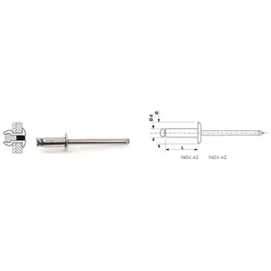 100 Rivets aveugles standards Inox A2/Inox A2 Tête Ronde Standard 4.8X8 - 105 148 081 - Degometal pas cher