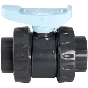 Vanne PVC INTERPLAST - PN 16 - Ø 63 mm - Double union - Poignée bleue pas cher